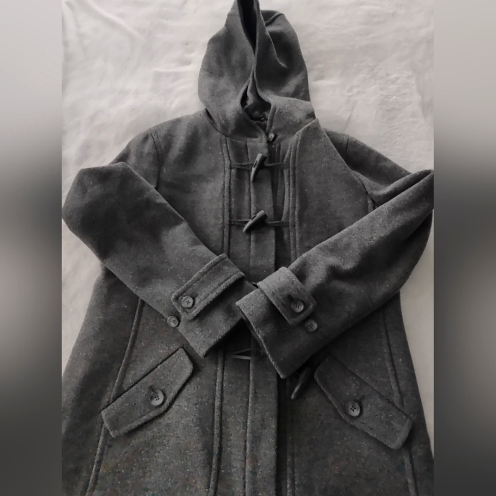 Women's Gray Wool Blend TALBOT Toggle Trench Coat (never worn)